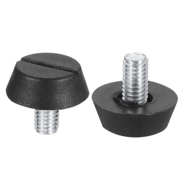 Imagem de DTGN M6 x 10 x 20 mm (DxLxOD) Pés niveladores deslizantes para móveis - Pacote com 8 - Bom para móveis - Niveladores de móveis com rosca ajustável - Preto