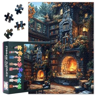 Imagem de Puzzles for Adults 1000 Pieces Library, Bookshelf and Flowers Jigsaw Puzzle (27.5x19.7 Inch), Magic Book Challenging Puzzles for Adults, Family Game for Men & Women (Home Decor Gift)