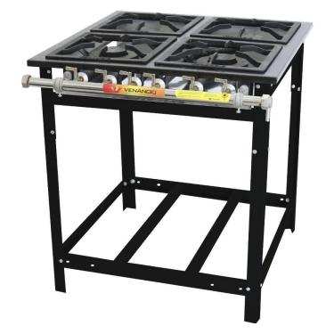 Imagem de Fogão Industrial a Gás Venâncio 4 Bocas 2 Duplas Baixa Pressão Linha Extra E4D2E