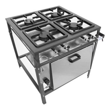 Imagem de Fogão Profissional 4 Bocas com Forno Metal Brey FE -504-F