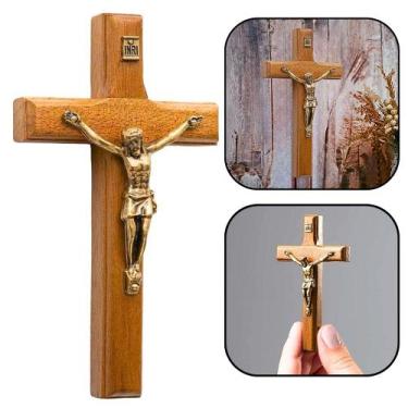 Imagem de Crucifixo Cruz de Mão ou Porta Madeira Pequeno 9 cm - FORNECEDOR 1