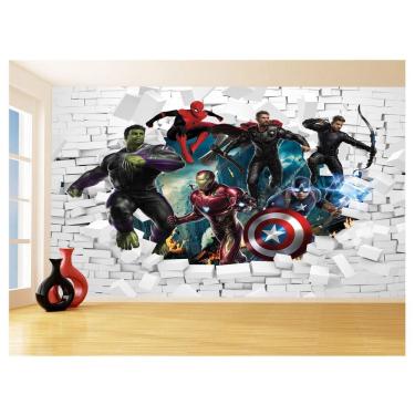 Imagem de Papel De Parede 3D Vingadores Entrando Quarto 3,5M Nhma115