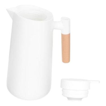 Imagem de Garrafa Térmica Malta 1 Litro Cabo Madeira Café Chá - Branco