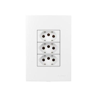 Imagem de Tomada Tripla Margirius Sleek 2P+T 20A Com Placa 4X2 Branca