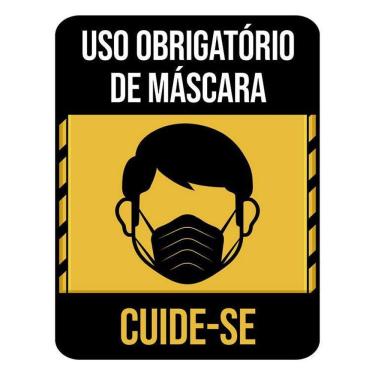 Imagem de Kit 3 Placas Atenção Uso Obrigatório Máscara Cuide-Se