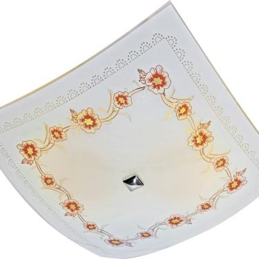 Imagem de Plafon Vidro Quadrado 25x25 P/ 2 Lampadas E-27 Primavera Fosco