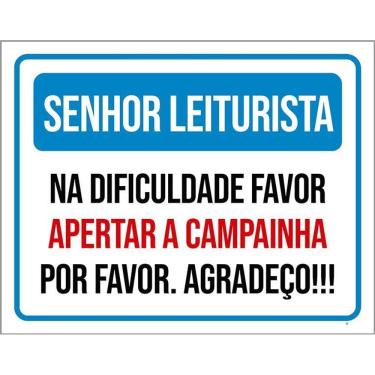 Imagem de Placa Senhor Leiturista Aperte Campainha 36X46