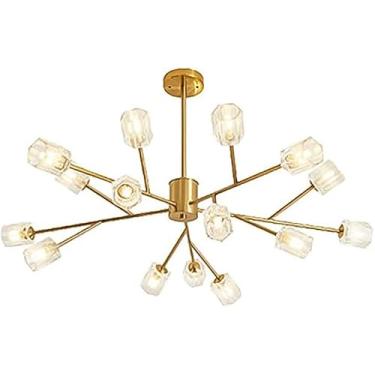 Imagem de Lustres Sputnik modernos, luminária pendente em V, lustres contemporâneos de galhos G9, luminárias de teto douradas, decoração moderna