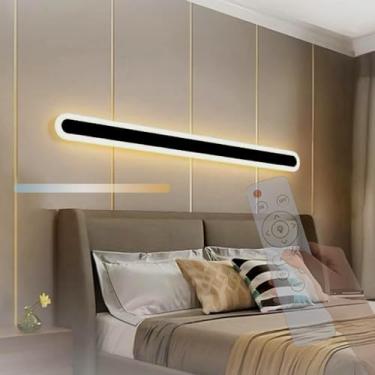Imagem de Luminária de parede LED com controle remoto, moderna, longa, regulável, luminária de parede de alumínio acrílico, 3000k-6000k, varanda, restaurante, quarto, sala de estar, iluminação decorat