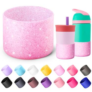 Imagem de Diumepo Bota de silicone para bota de água Owala Flip de 396 g e copo infantil de 340 g, capa protetora antiderrapante para garrafa de água de aço inoxidável isolada de 396 g (rosa brilhante)