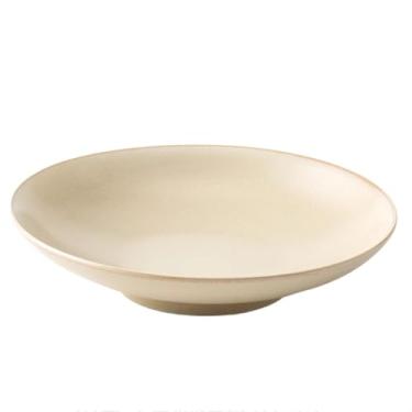 Imagem de Prato de jantar de cerâmica pratos de jantar de cor sólida pratos de servir profundamente pratos de grés redondos retrô para restaurante doméstico