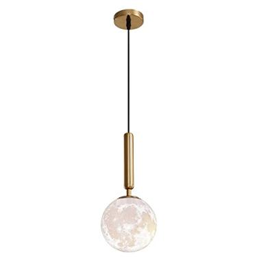 Imagem de YQSLQZZ Luminária pendente de globo de meados do século, iluminação decorativa de cabeceira lustre dourado moderno, iluminação de teto suspensa para ilha de cozinha com altura ajustável