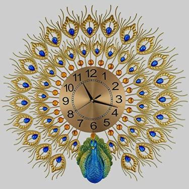 Imagem de Relógio de parede arte grande relógio 3D pavão grande relógio de parede, grande arte moderna relógio de parede silencioso de metal, relógio de parede silencioso sem tique-taque, adequado para enfeites