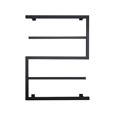 Imagem de WYUYIWH Aquecedor de toalha elétrico montado na parede toalheiro 89W toalheiro elétrico inteligente de aço inoxidável toalheiro aquecido 6 bar secador de toalhas preto (plugue)