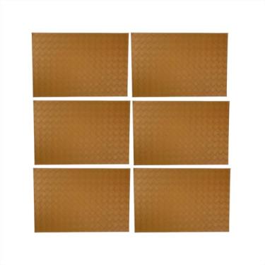 Imagem de Kit Descanso Pratos Jogo Americano 6 Peças Retangular Luxo Sousplat Impermeável Mesa Jantar Caramelo