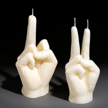 Imagem de Vela BBTO Middle Finger Victory Gesture branca (2 peças)