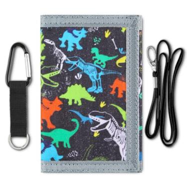 Imagem de Carteira infantil para meninos com cordão, carteira para meninos para crianças de 4 a 5 a 6 a 7 a 8 a 9 a 10 a 12 anos, carteiras para jovens com alça, carteiras infantis de gola tripla para presente