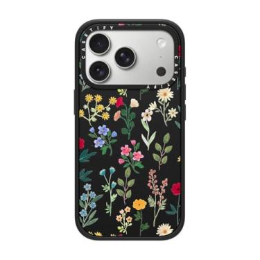 Imagem de CASETiFY Capa Impact para iPhone 17 Pro [fina/compatível com Magsafe/2,5 m. Proteção contra quedas de grau militar 4X] - Spring Botanicals 2 - Preto fosco