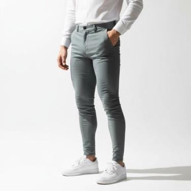Imagem de Calça Social Skinny Masculina Bengaline com Elastano - Volgue, Cinza, 