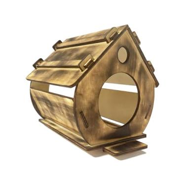 Imagem de ShengQuanHao Casa de passarinho suspensa, casa de passarinho de madeira, lugar abrigado e quente, jardins no quintal, varandas de árvores, gaiola de reprodução, 25x19x20cm