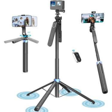 Imagem de Tobeape Tripé Extensível para Celular 180cm com Controle Remoto Recarregável, Design Quadripé Estável 2 em 1 para iPhone, Android e GoPro – Ideal para Vídeos, Lives e Viagens