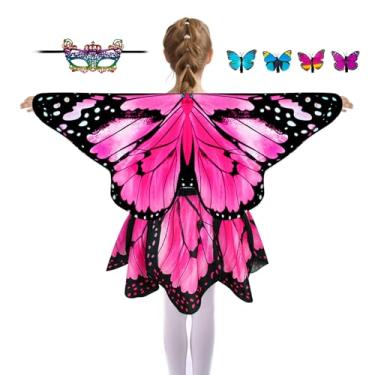 Imagem de Sunlisky Kids Butterfly Wings Costume for Girls Fairy-Wings Toddler Dress Up Play Costumes Butterfly Skirt Set Mask Party Favors Gifts（Pink）