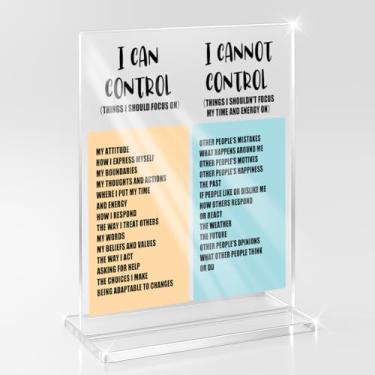 Imagem de Presentes de agradecimento à saúde mental para terapeuta, conselheiro, enfermeira, médico, Natal, Ação de Graças, presentes de aniversário I Can/Can't Not Control Therapy Office Acrylic Sign Desk