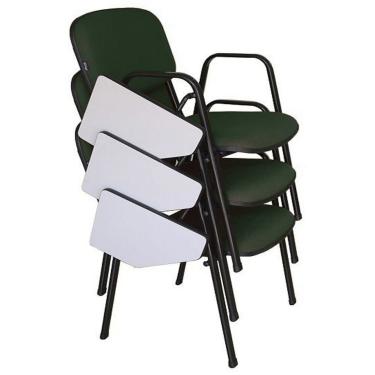 Imagem de 03 Cadeiras Escolar Universitária Linha Hotel Auditório Verde