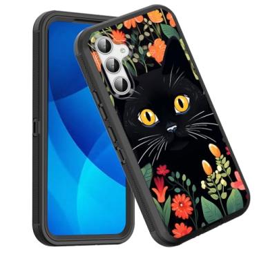Imagem de GFEWYTJYJ Capa para Galaxy S25 FE, 3 camadas à prova de choque, proteção total, resistente, resistente, de alto impacto, capa rígida para Samsung Galaxy S25 FE 6,7 polegadas 2025, gatos pretos fofos