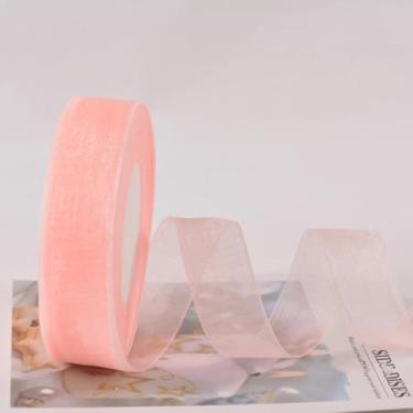 Imagem de 1 fita de gaze de neve rosa damasco moda DIY acessórios de cabelo feitos à mão embalagem de presente transparente fita de decoração de casamento 4500 x 2,5 cm