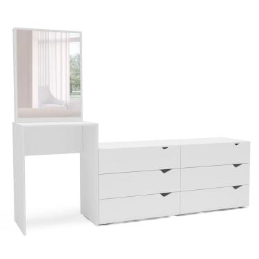 Imagem de Cômoda com Espelho Porto 6 Gavetas Branca