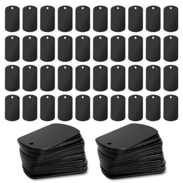 Imagem de IANFAN Pacote com 100 etiquetas de alumínio para gravação, etiquetas de metal para carimbar placas de etiqueta em branco, placas de identificação de metal duráveis, chaveiros personalizados para