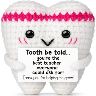 Imagem de Thank You Teacher Apreciation Gift from Student Christmas Mini Cute Crochet Teeth - Dia dos Professores Formatura Aposentadoria Fim do Ano Volta às Escolas Decoração de Mesa de Casa