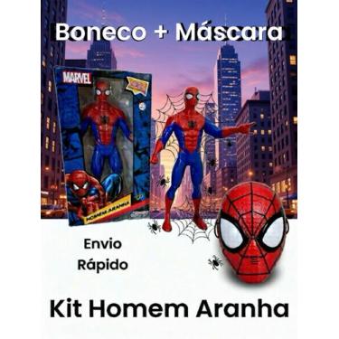 Imagem de Kit Homem Aranha Completo Boneco e Máscara Infantil Brinquedo com Envi