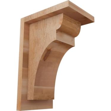 Imagem de Ekena Millwork Yorktown Corbel serrado resistente com placa traseira, 8"D x 12"H, 6"W Western Red Cedar (Rough Sawn Corbel w/Backplate)