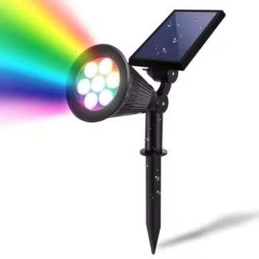 Imagem de Luminaria Solar Espeto 3W 4 Leds Rgb Gramado Jardim Ambiente Externo