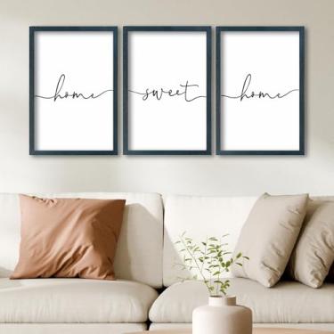 Imagem de SRSZHIYUE Conjunto de 3 placas para decoração de parede Home Sweet Home, 40,6 cm x 28 cm, para quarto principal, acima da cama, sala de estar, quente, decoração de parede familiar (preto)