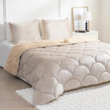 Imagem de YUNLUYE Conjunto de edredom Queen de ovelha, macio, quente, para todas as estações, preenchido com microfibra leve, para dormitório universitário de inverno com 2 fronhas