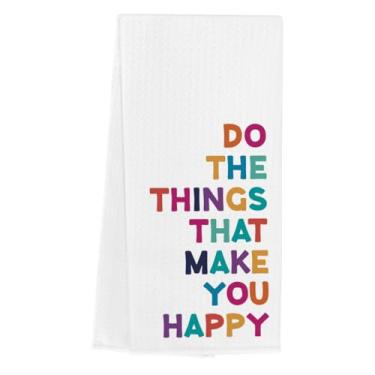 Imagem de WINGTECA Presentes motivacionais toalhas de cozinha anfitriã presentes de inauguração de casa para mulheres homens citações inspiradoras waffle tecer toalha de prato de chá de mão para banheiro