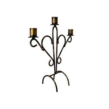 Imagem de Castiçal Candelabro de Metal Artesanal | Decoração Clássica e Sofisticada Elegante(3 VELAS G MODELO 02)