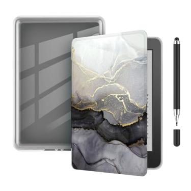 Imagem de Akacy Capa transparente e macia com padrão pintado para Kindle paperwhite de 17.3 cm 11 Geração (2021, Modelos M2L3EK). Capa traseira de borracha TPU de silicone flexível e fina, com cantos reforçados