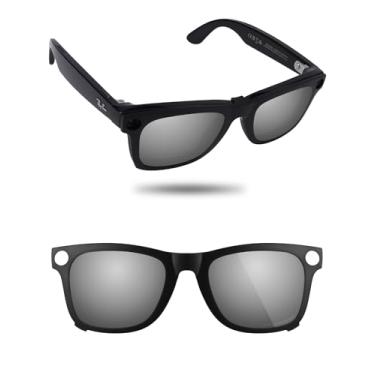 Imagem de Fiskr Óculos de sol polarizados Clip-On compatíveis com Ray-Ban Meta Wayfarer RW4012 (Gen 2) 53 mm - Proteção UV para mulheres e homens, Prata metálica., 53mm
