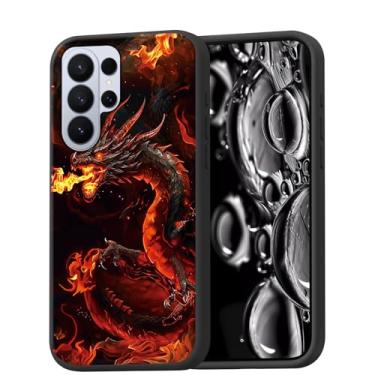 Imagem de ACWDMKH Capa para Galaxy S26 Ultra, capa fina de silicone TPU à prova de choque, resistente a arranhões, carregamento sem fio, capa resistente, dragão vermelho legal