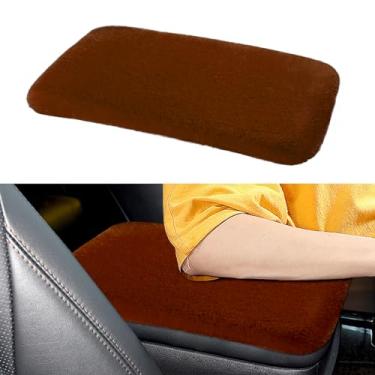 Imagem de Lecctso Capa de console central, capa de descanso de braço para carro, protetor de capa de assento de apoio de braço peludo, protetor de caixa de assento macio e confortável para decoração de console