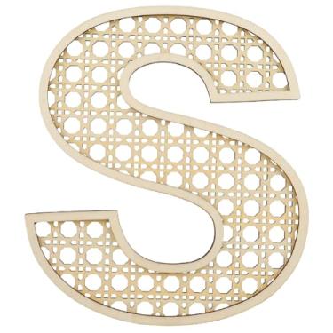 Imagem de Letra P de vime de madeira, decoração de berçário, letras de madeira de vime, para chá de bebê, quarto de casamento, 20 cm, letras do alfabeto rústicas grandes, decoração de casa para decoração de