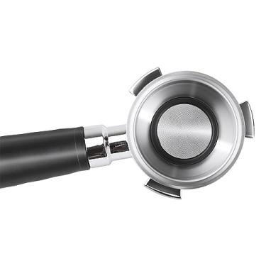 Imagem de Matybobe Cesta de filtro Portafilter sem fundo de 51 mm incluída 3 orelhas peças de reposição de aço inoxidável cesta alça Portafilter com colher de escova de limpeza compatível com máquinas EC80