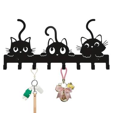Imagem de Porta-chaves de gato para parede, gancho de chave de gato fofo - Ganchos para casacos de animais - Ganchos de casaco porta-chaves decorativos de parede, ganchos utilitários multiuso para casaco, bolsa