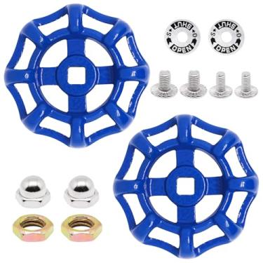 Imagem de ZHMEINA 2 unidades de substituição de alça de torneira externa, substituição de alça de torneira de água com orifício de haste quadrada de 7 mm x 7 mm, roda redonda de ferro fundido com espaçador de