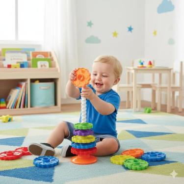 Imagem de Giro Mágico Dismat  Brinquedo Educativo com Engrenagens Coloridas 18 M