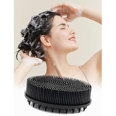 Imagem de 1 escova de xampu de silicone preto para couro cabeludo, massageador afiado, adequado para homens e mulheres (preto)